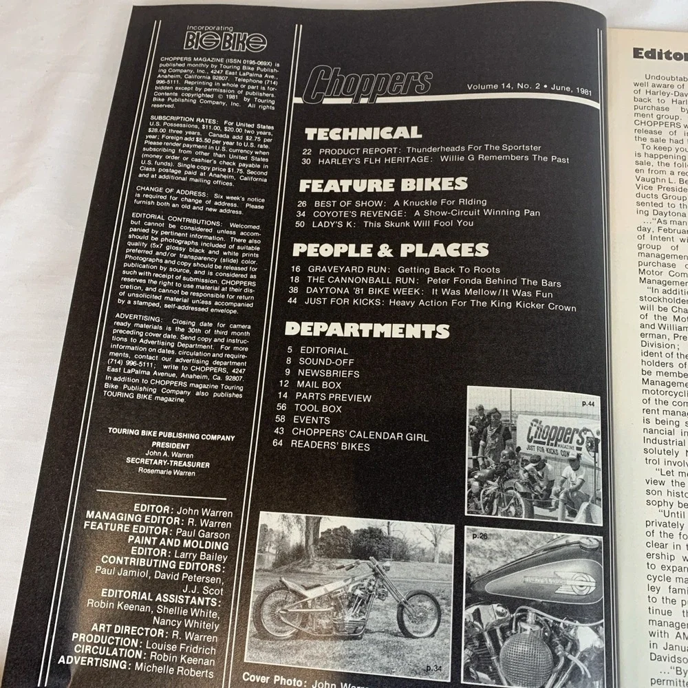 Lot‎ Of 4 Choppers Magazines 1981 June, July, October, November